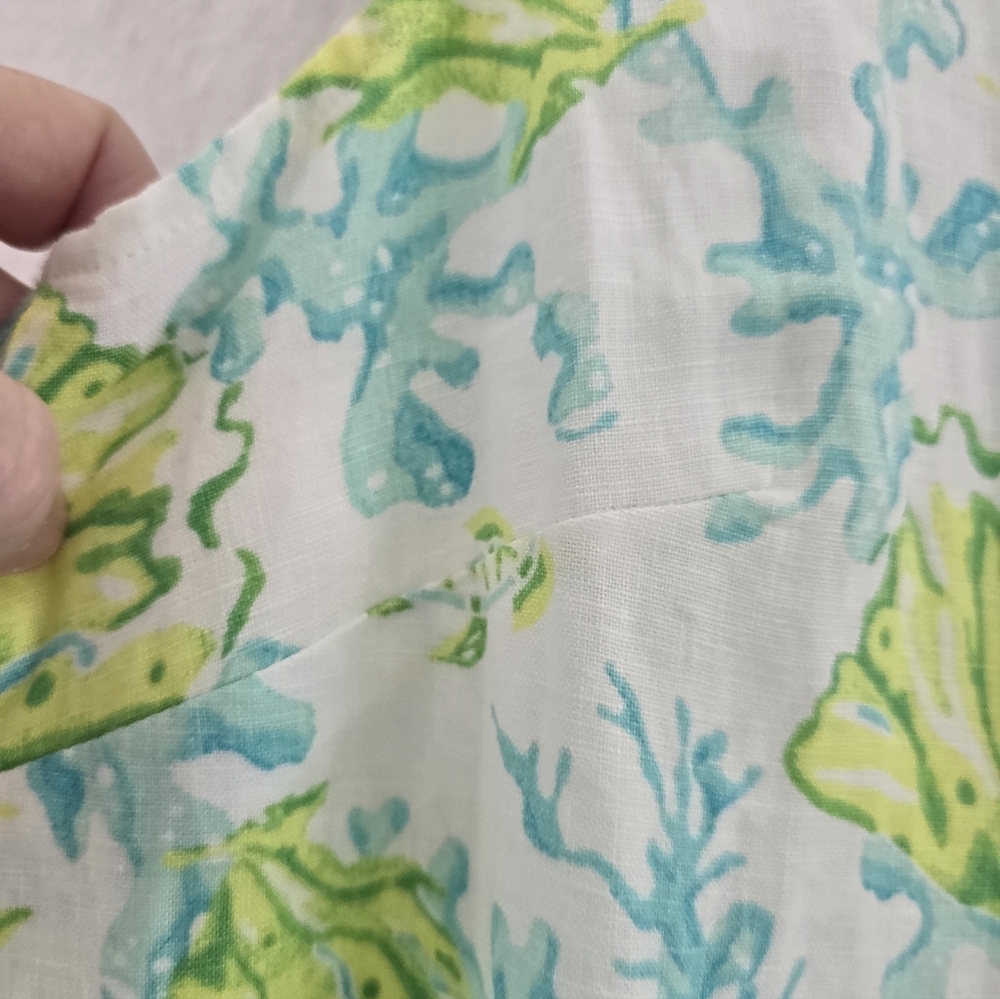 J. Jill Blue/ Green Linen Undersea Sleeveless Shift Summery Dress. Ladies MED - Picture 5 of 10